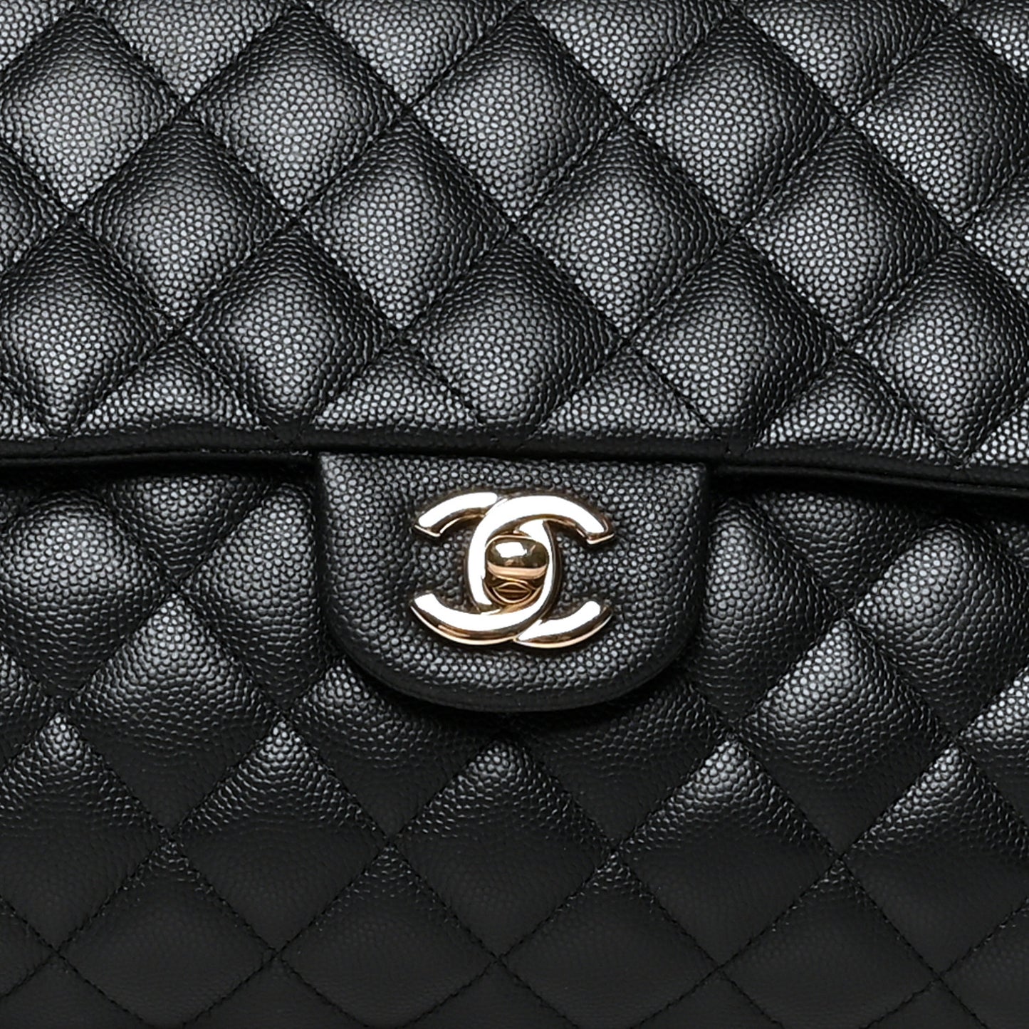 Caviar Quilted Flap Clutch Black