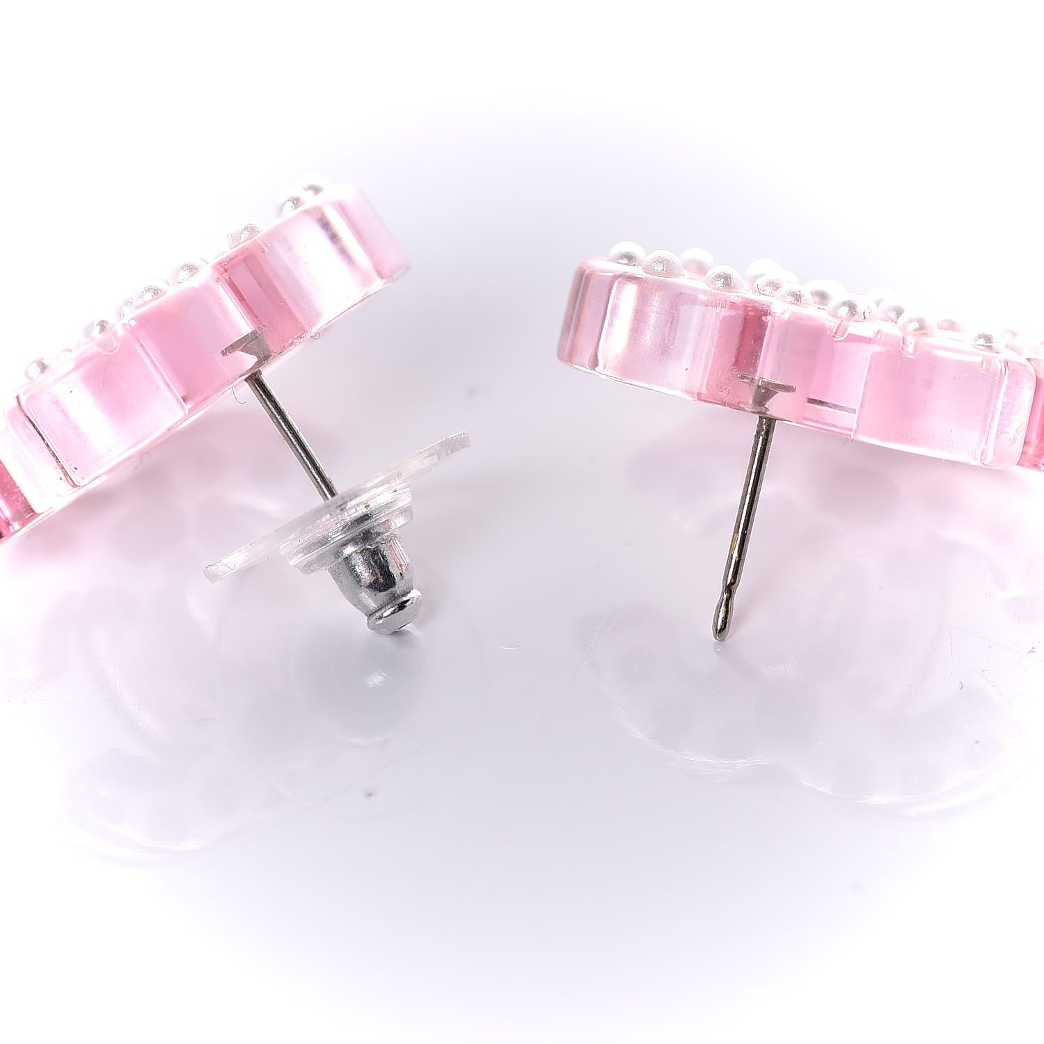 Chanel Acrylic CC Earrings Pink 4 of 5