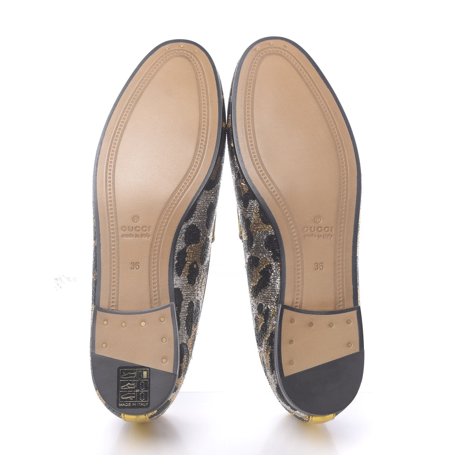 Gucci Jacquard Leopard Print Horsebit Womens Jordaan Loafers 36 Gold 5 of 9