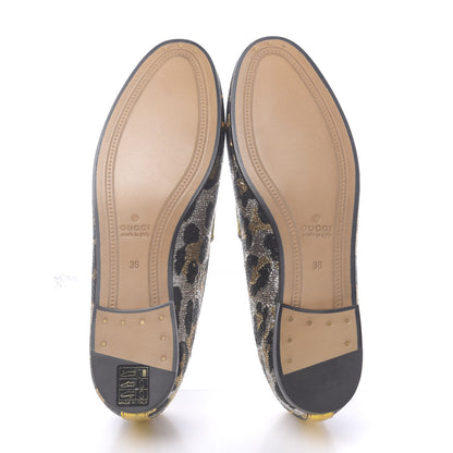 Gucci Jacquard Leopard Print Horsebit Womens Jordaan Loafers 36 Gold 5 of 9