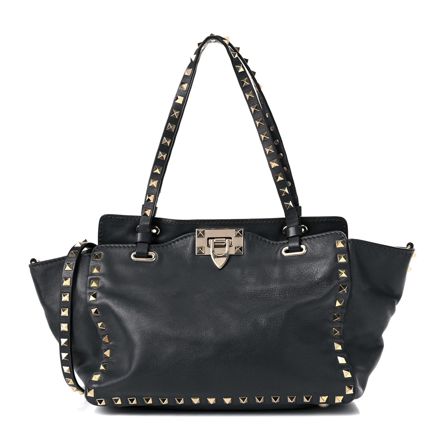 Vitello Small Rockstud Tote Black