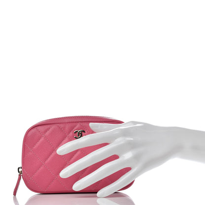 Chanel Caviar Quilted Small Curvy Pouch Cosmetic Case Pink 2 of 8
