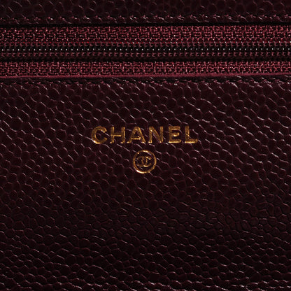 Chanel Caviar Quilted Wallet on Chain WOC Bordeaux 6 of 8