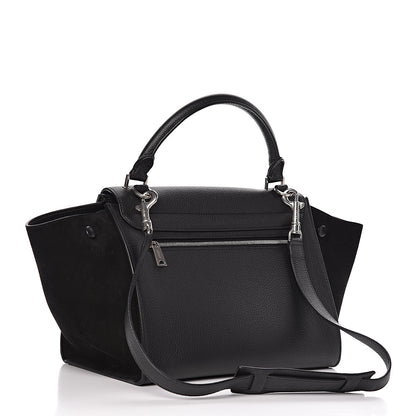 Celine Drummed Calfskin Suede Small Trapeze Black 3 of 9