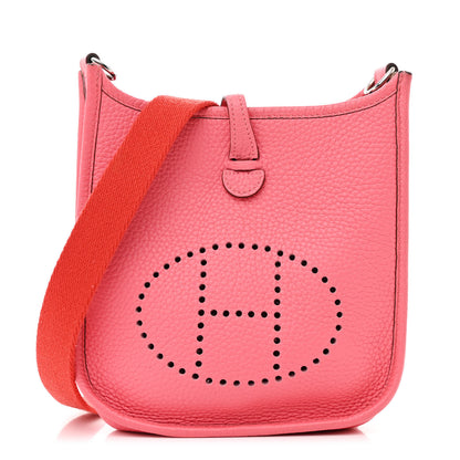 Hermes Taurillon Clemence Amazone Evelyne TPM Rose Azalee Rouge Pivoine 1 of 12