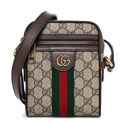 Gucci GG Supreme Monogram Web Mini Ophidia Messenger Brown 1 of 12