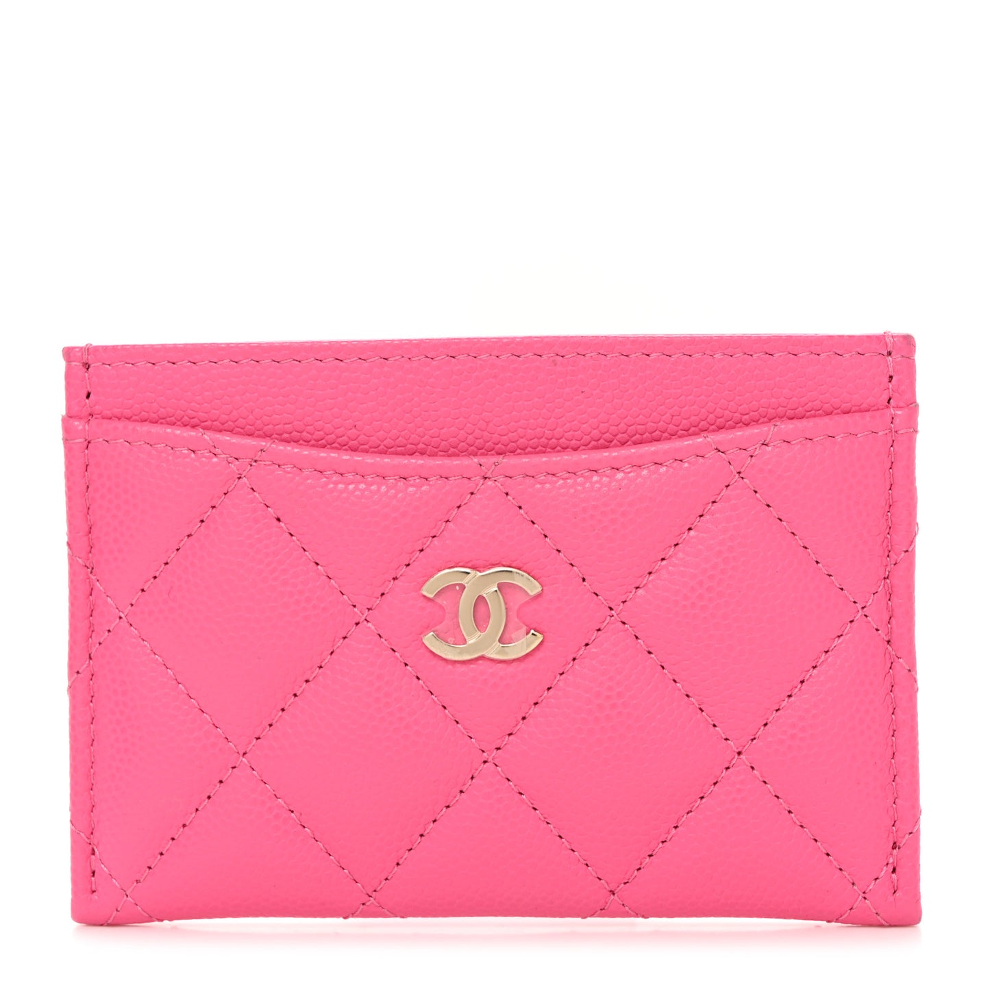 Caviar Quilted Card Holder Dark Pink