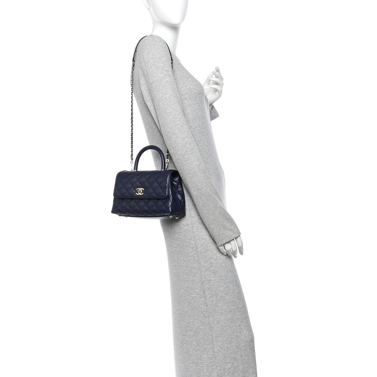 Chanel Caviar Quilted Mini Coco Handle Flap Navy Blue 2 of 11