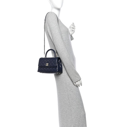 Chanel Caviar Quilted Mini Coco Handle Flap Navy Blue 2 of 11