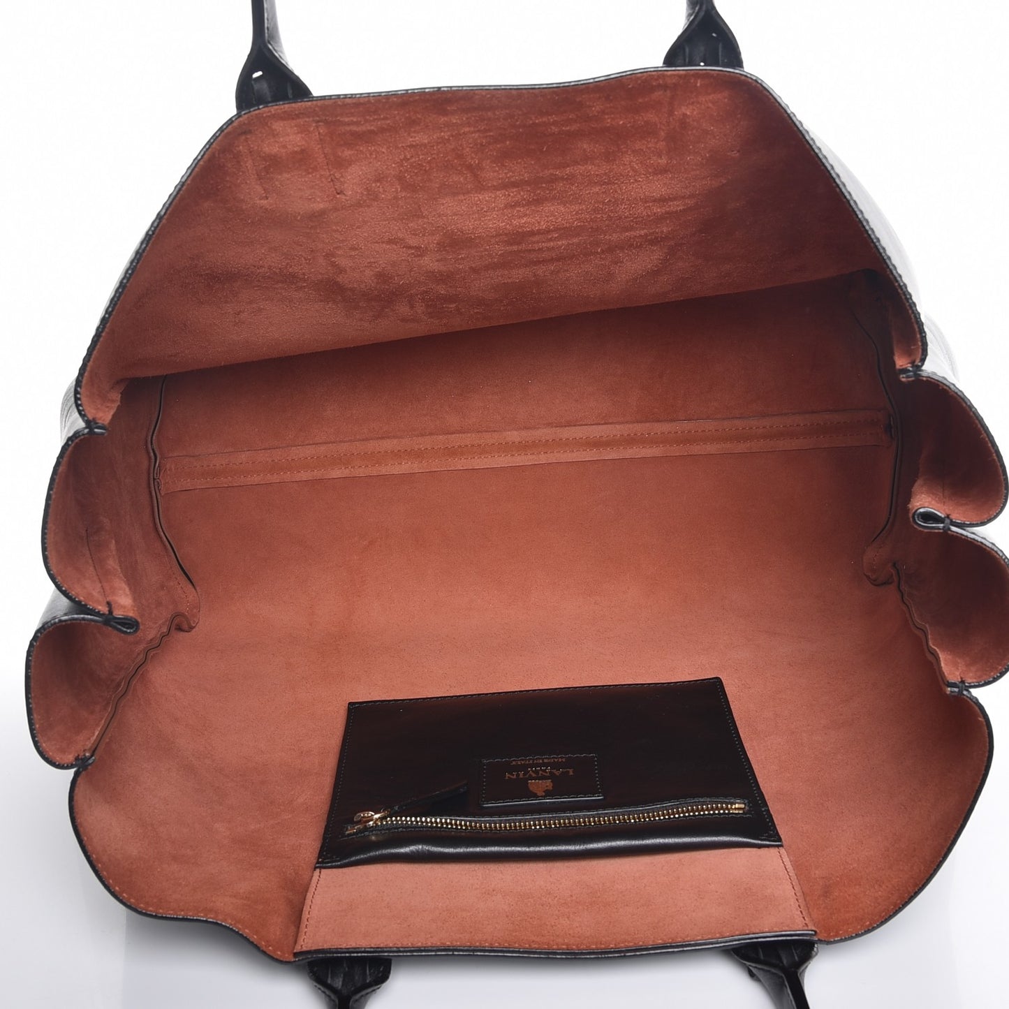 Smooth Calfskin Medium Fringe Shopper Tote Black