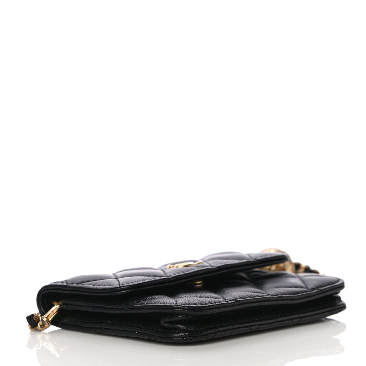 Chanel Lambskin Quilted Pearl Crush Clutch With Chain Black 4 of 12