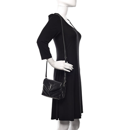 Saint Laurent Calfskin Y Quilted Monogram Toy Loulou Crossbody Bag Black 2 of 12