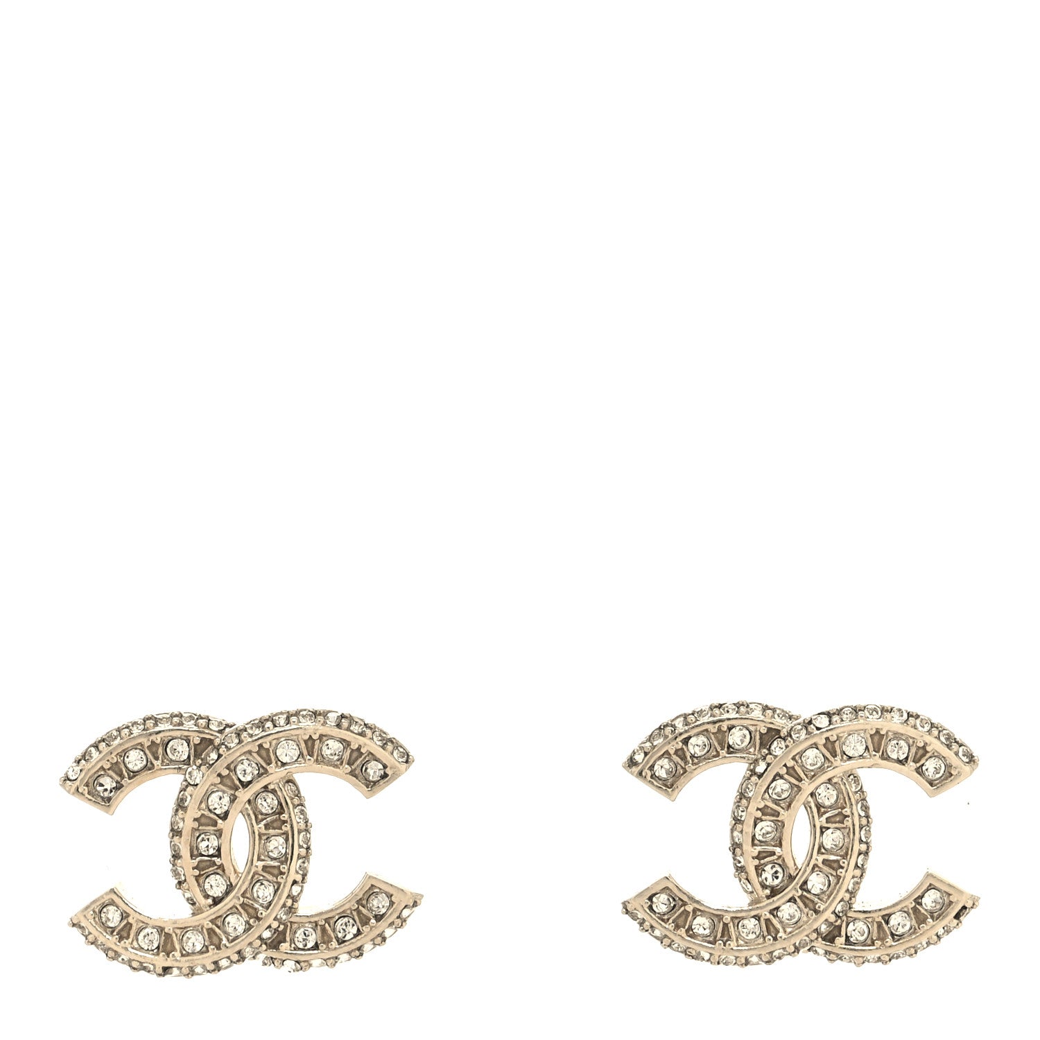 Chanel Crystal Timeless CC Earrings Light Gold 1 of 4