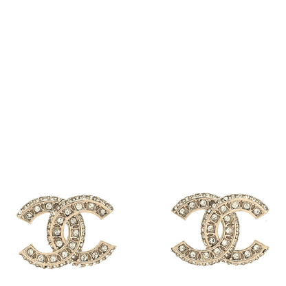 Chanel Crystal Timeless CC Earrings Light Gold 1 of 4