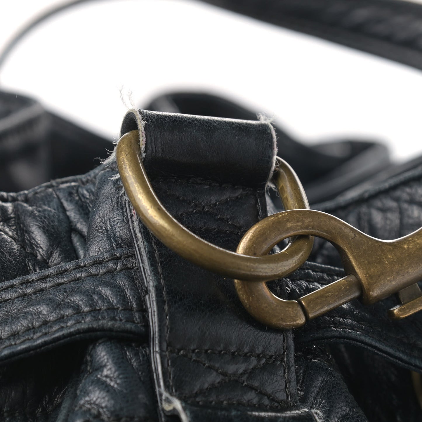 Lambskin Cannage Drawstring Bag Black