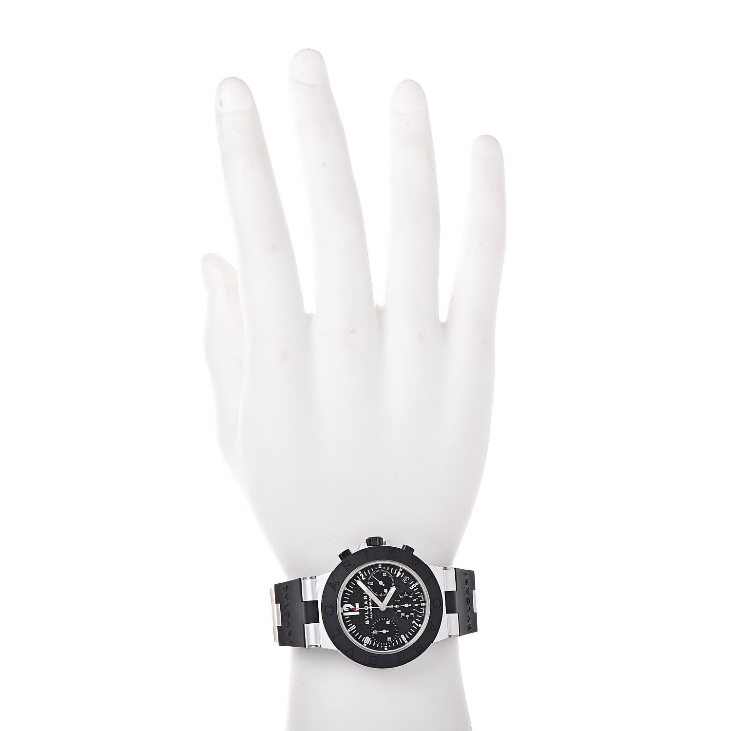 Bulgari Aluminum Rubber 38mm Diagono Chronograph Automatic Watch Black 2 of 6