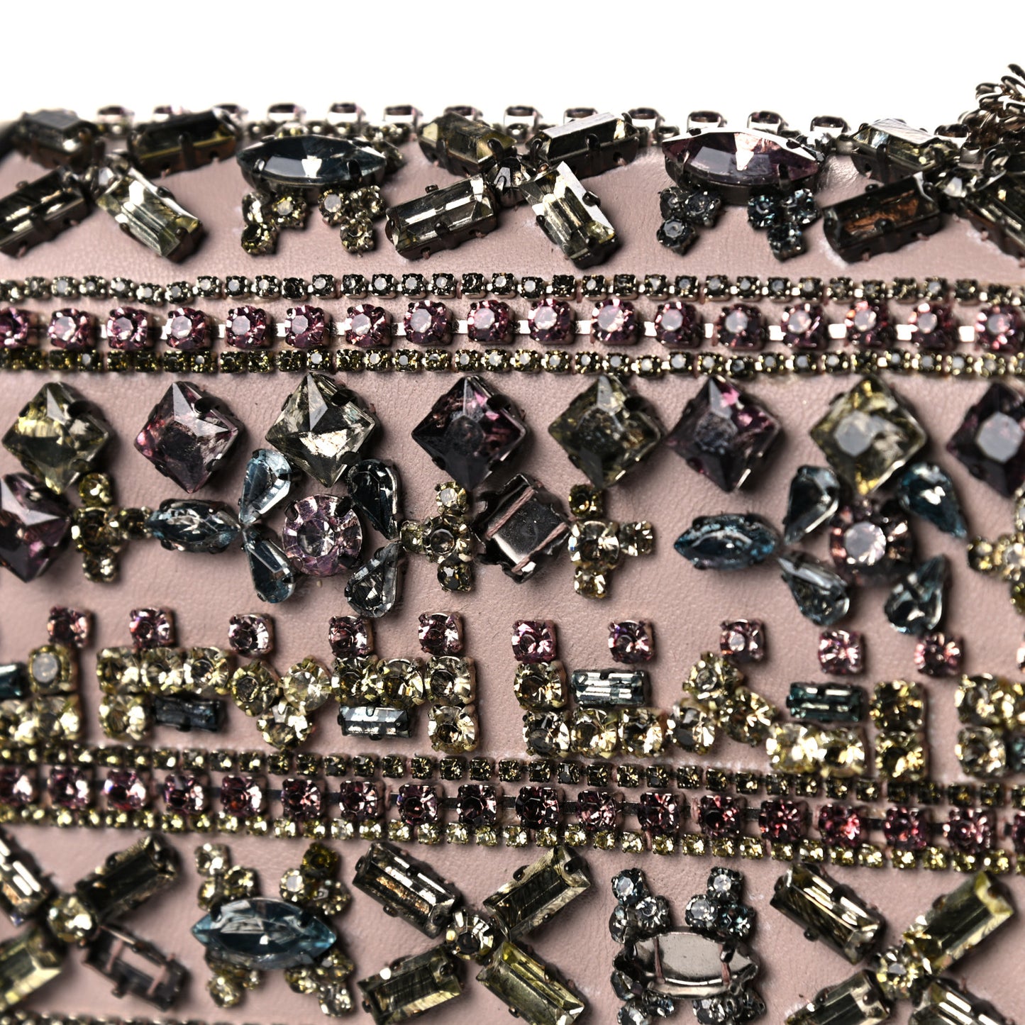 Vitello Crystal Embellished Medium Glam Lock Rockstud Flap Poudre