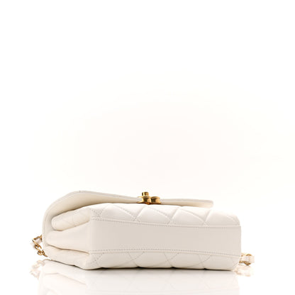 Chanel Lambskin Quilted Small CC Crystal Logo Chain Flap White 4 of 11