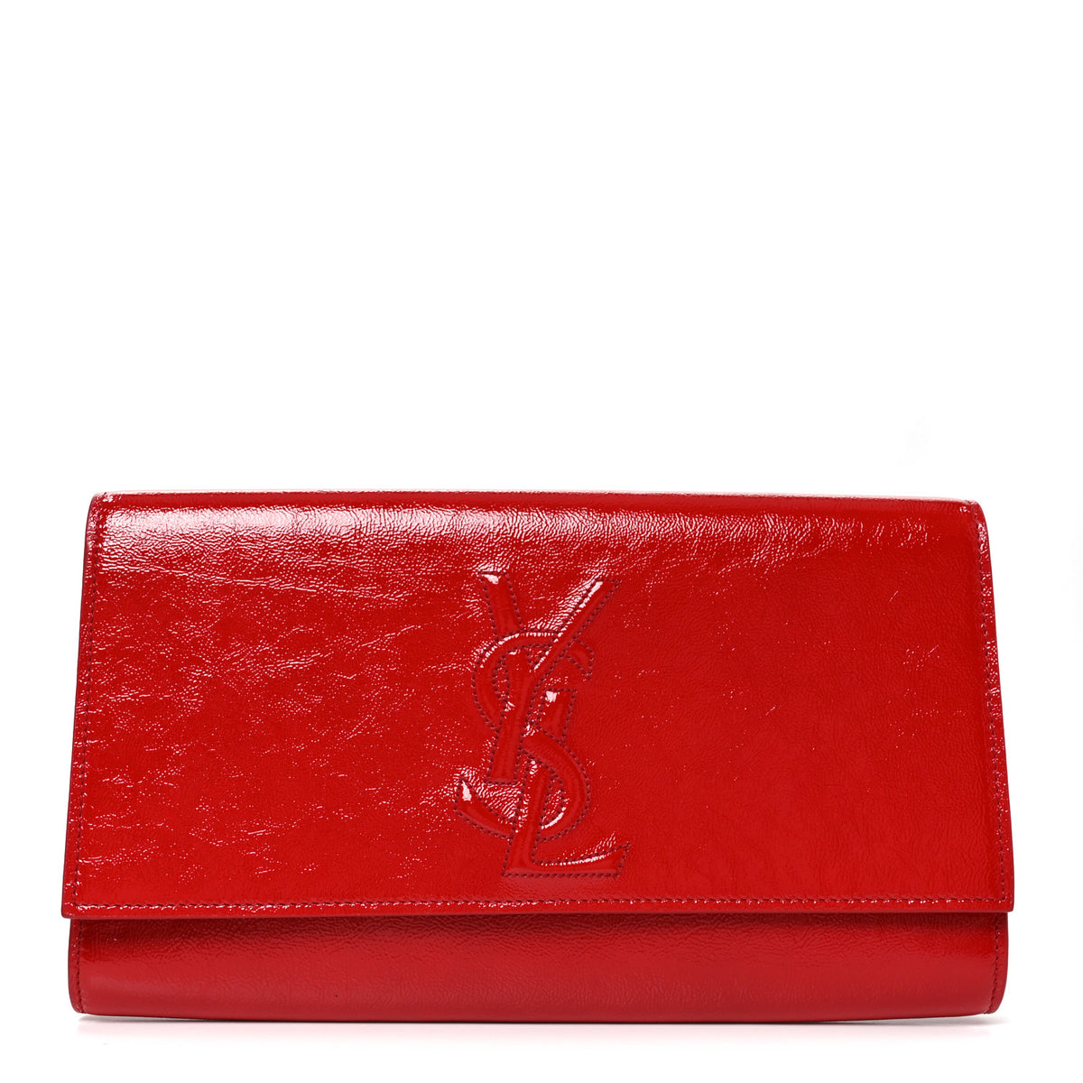 Textured Patent Monogram Large Belle De Jour Clutch Red