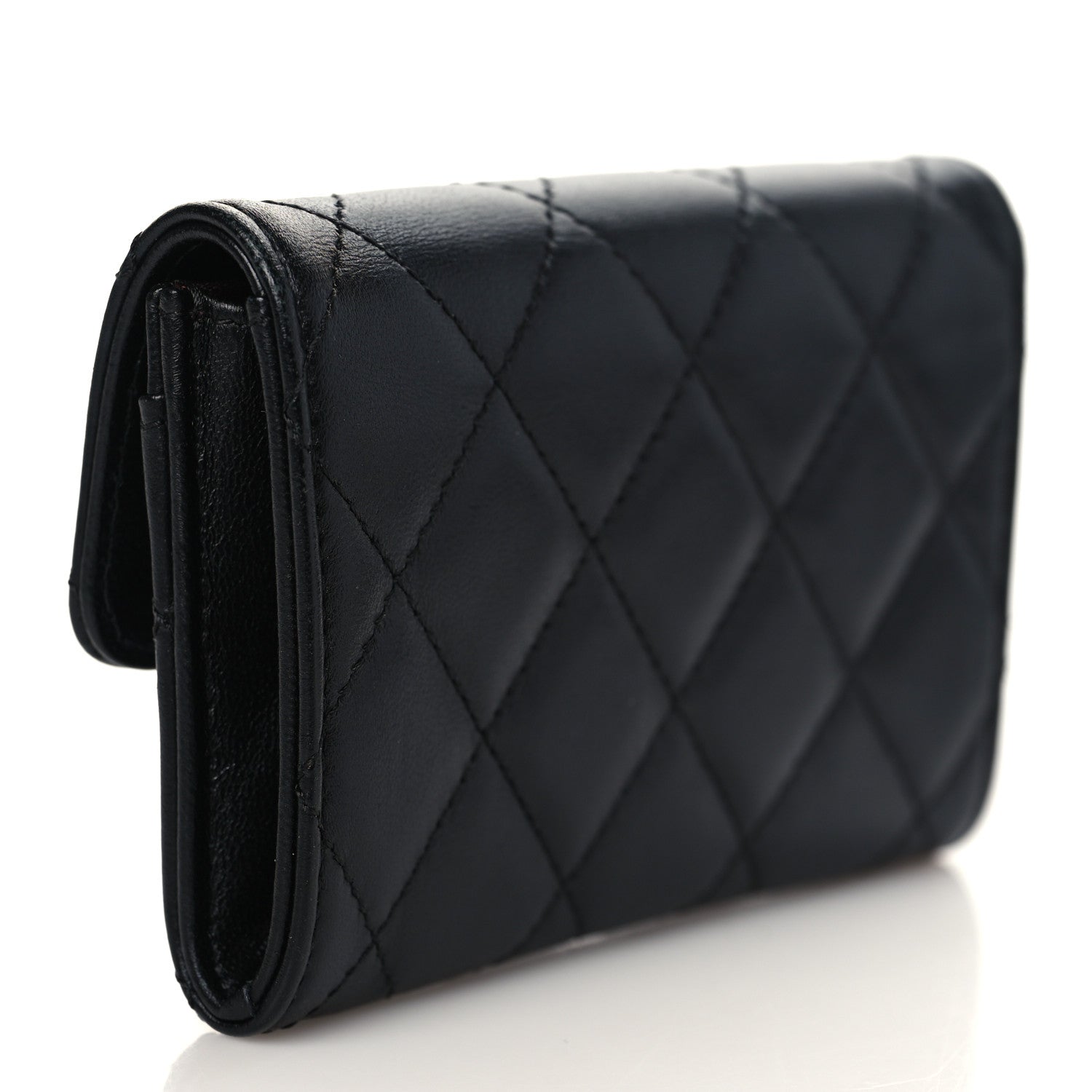 Chanel Lambskin Quilted Flap Card Holder Wallet Black 3 of 8