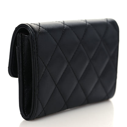 Chanel Lambskin Quilted Flap Card Holder Wallet Black 3 of 8