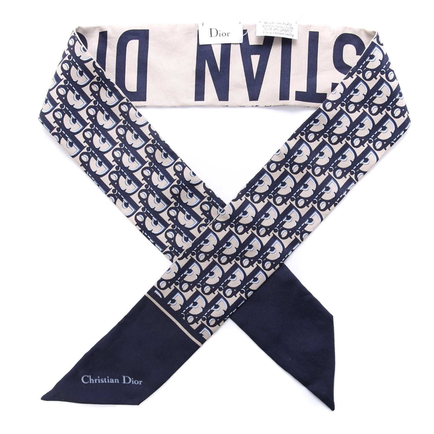 Christian Dior Silk Oblique Mitzah Scarf Blue 1 of 4