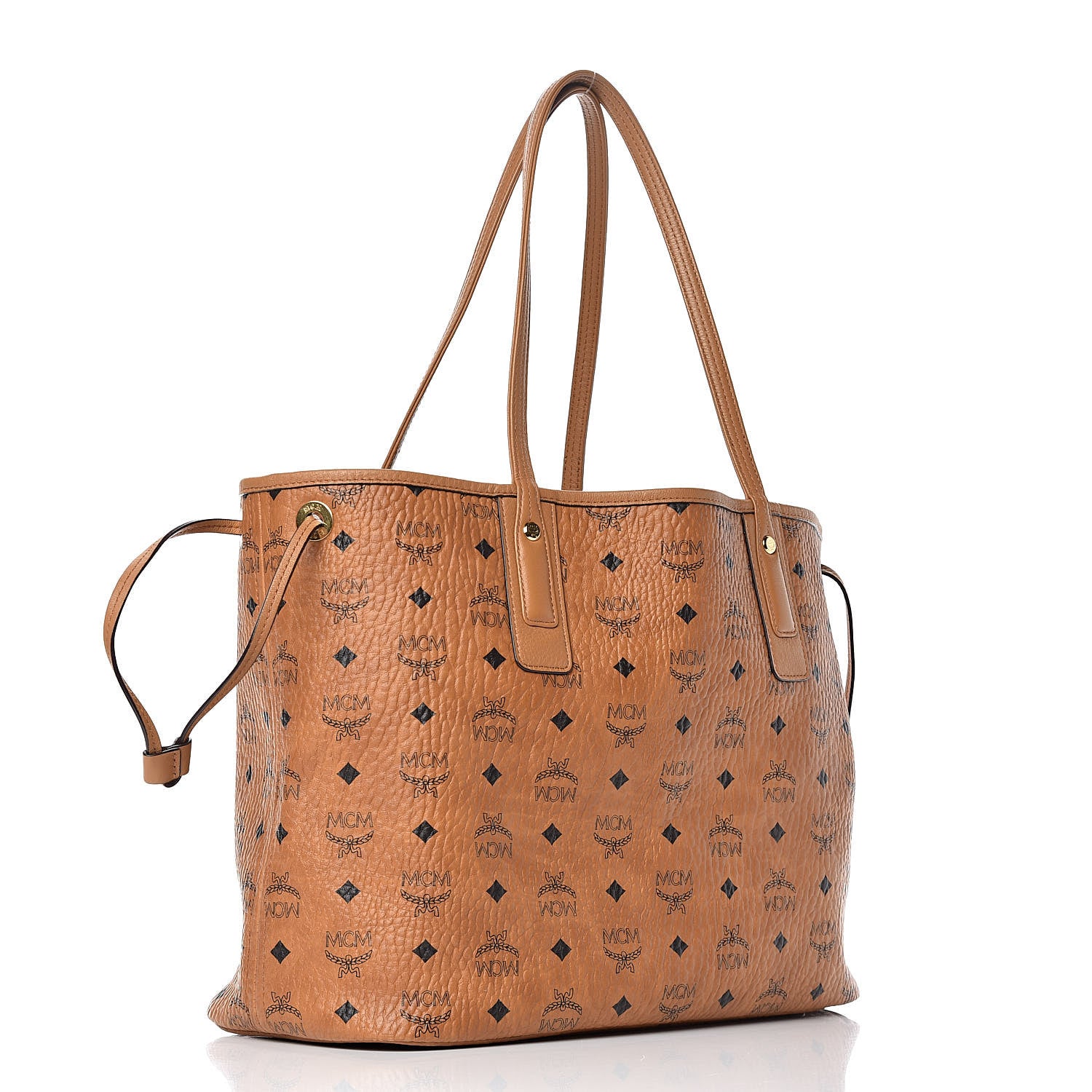 MCM Visetos Medium Liz Reversible Shopper Tote Cognac 6 of 16