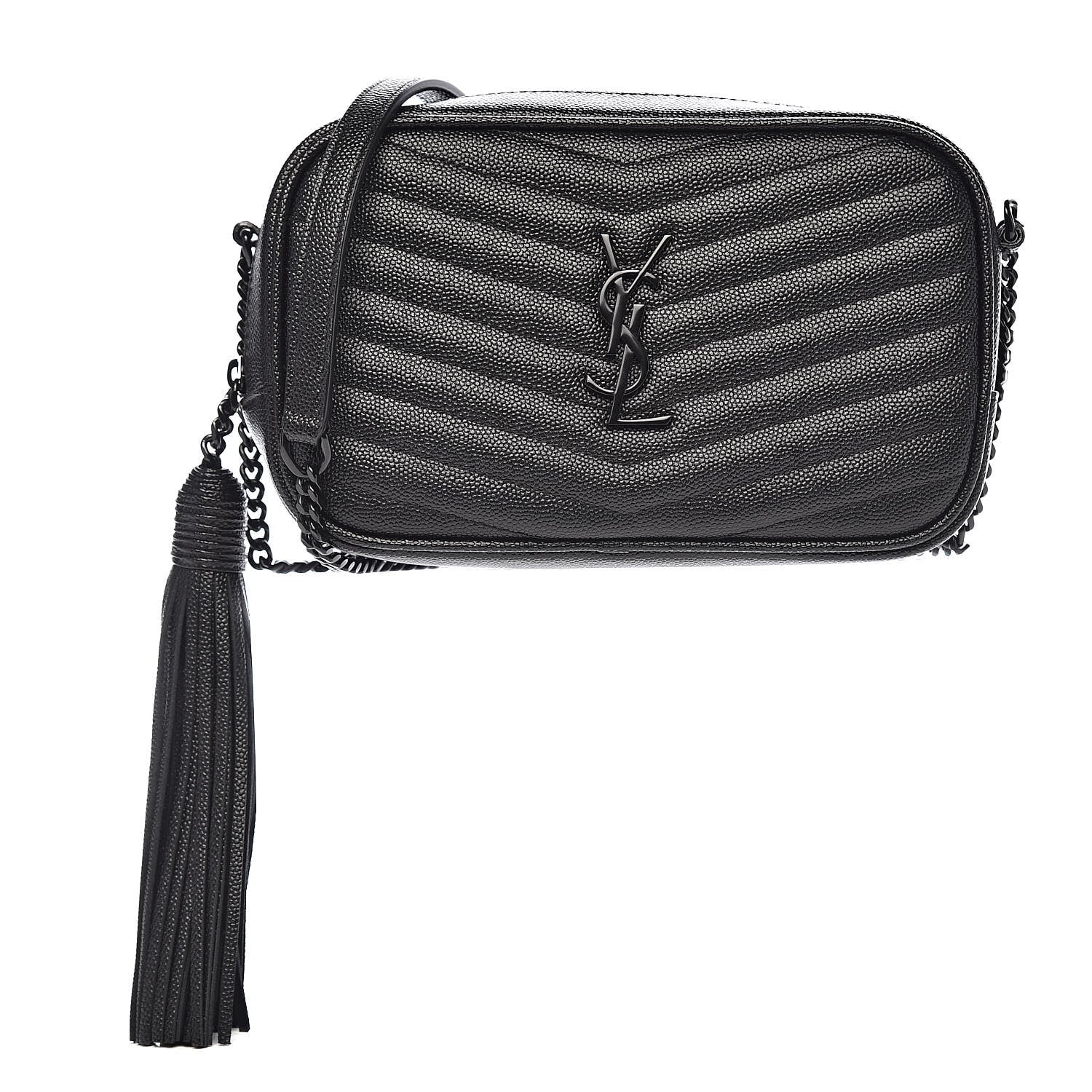 Saint Laurent Grain De Poudre Matelasse Monogram Mini Lou Camera Bag Black 1 of 11