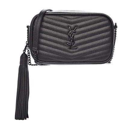 Saint Laurent Grain De Poudre Matelasse Monogram Mini Lou Camera Bag Black 1 of 11