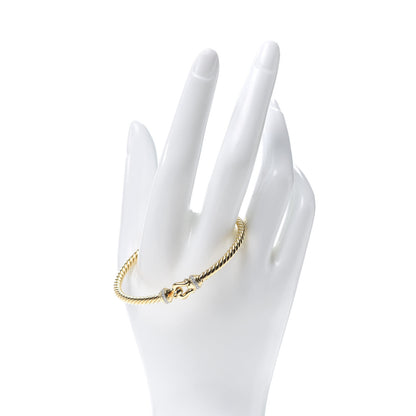 David Yurman 18K Yellow Gold Diamond 3.5mm Cable Buckle Bracelet 2 of 6