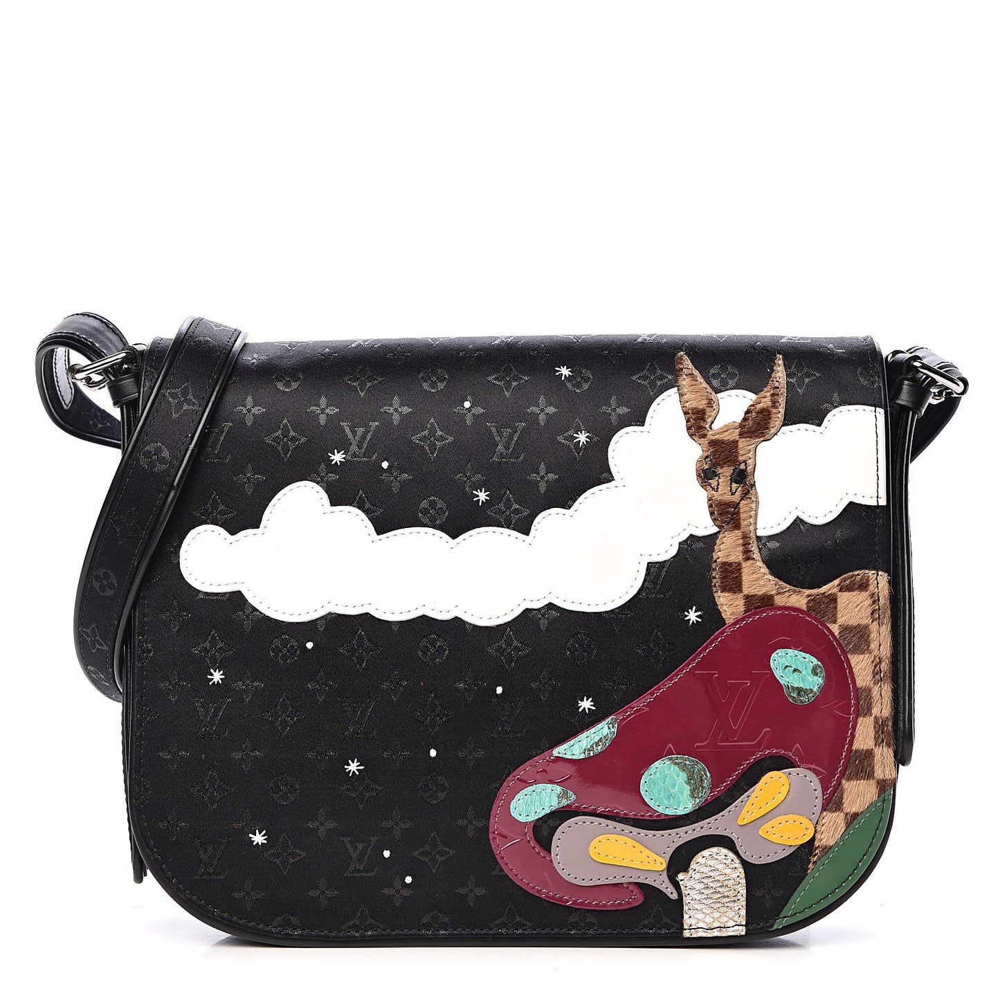 Satin Mini Monogram Conte De Fees Patchwork Musette Black
