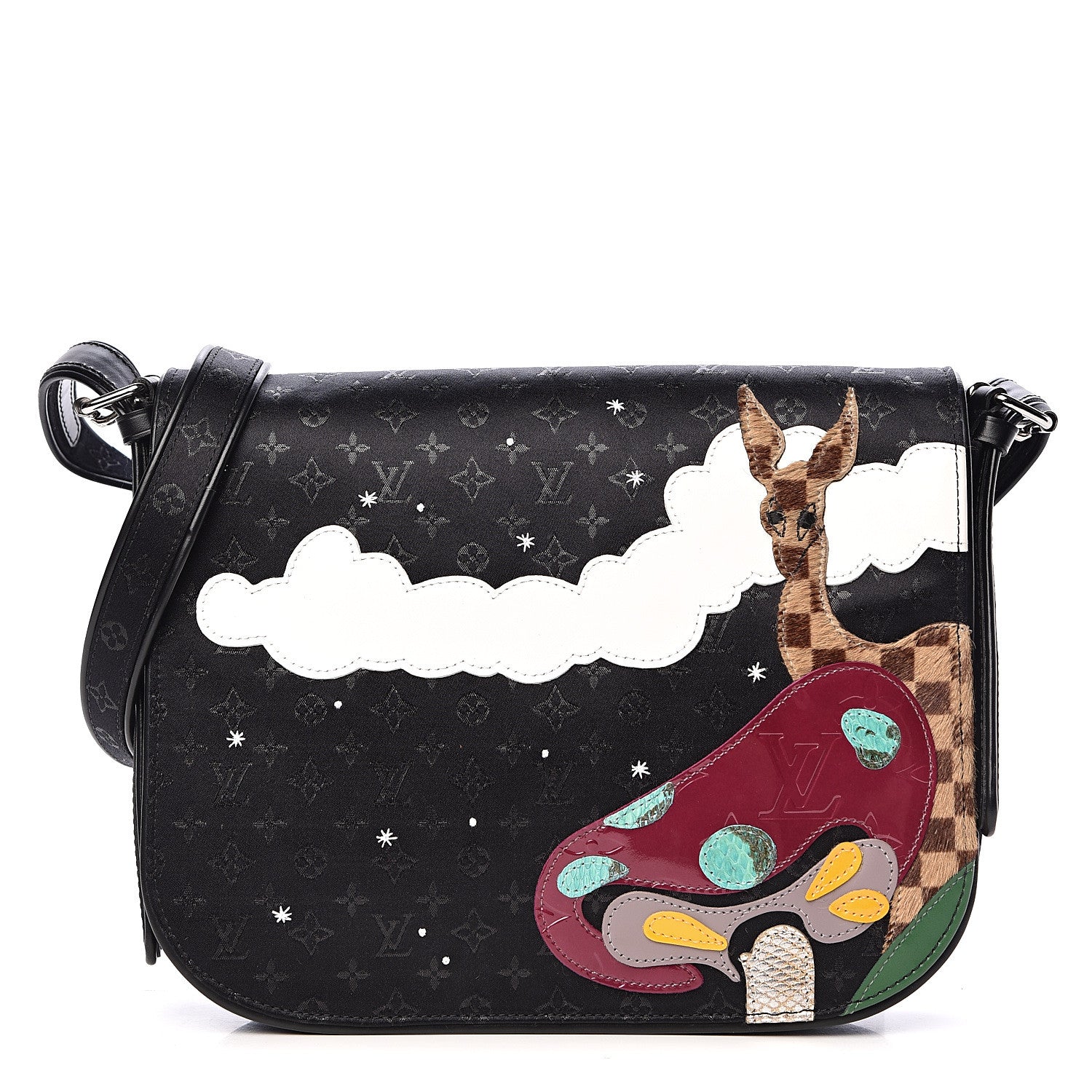 Louis Vuitton Satin Mini Monogram Conte De Fees Patchwork Musette Black 2 of 9