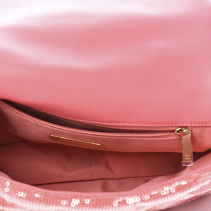 Chanel Sequin Quilted Medium 19 Flap Coral 5 of 10