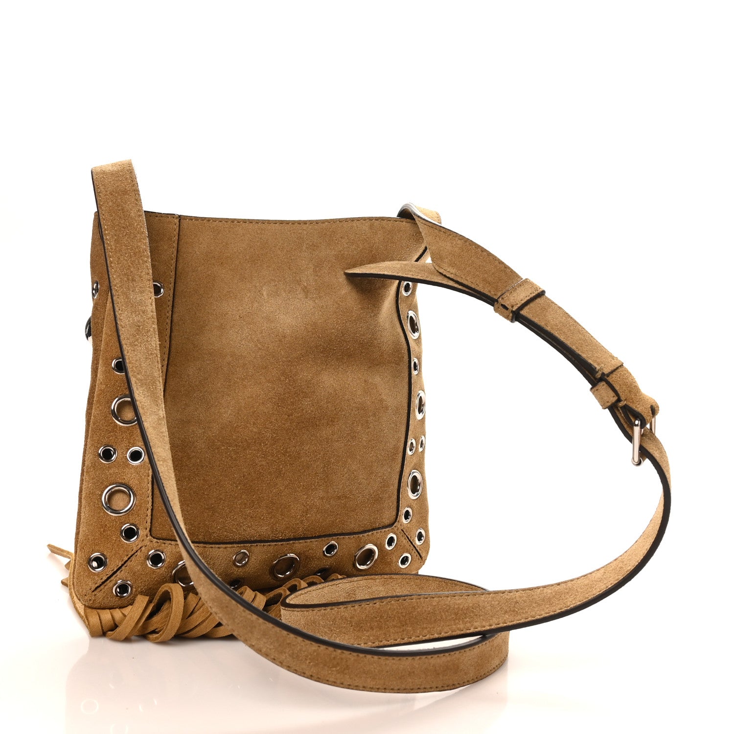 Valentino Garavani Suede Studded Small Nellcote Fringe Shoulder Bag Havana Beige 3 of 8