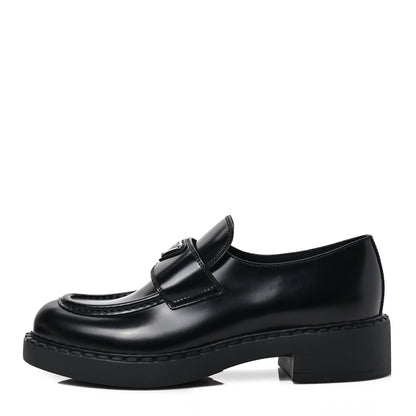 Prada Spazzolato Metal Triangle Logo 50mm Loafers 39.5 Black 1 of 8
