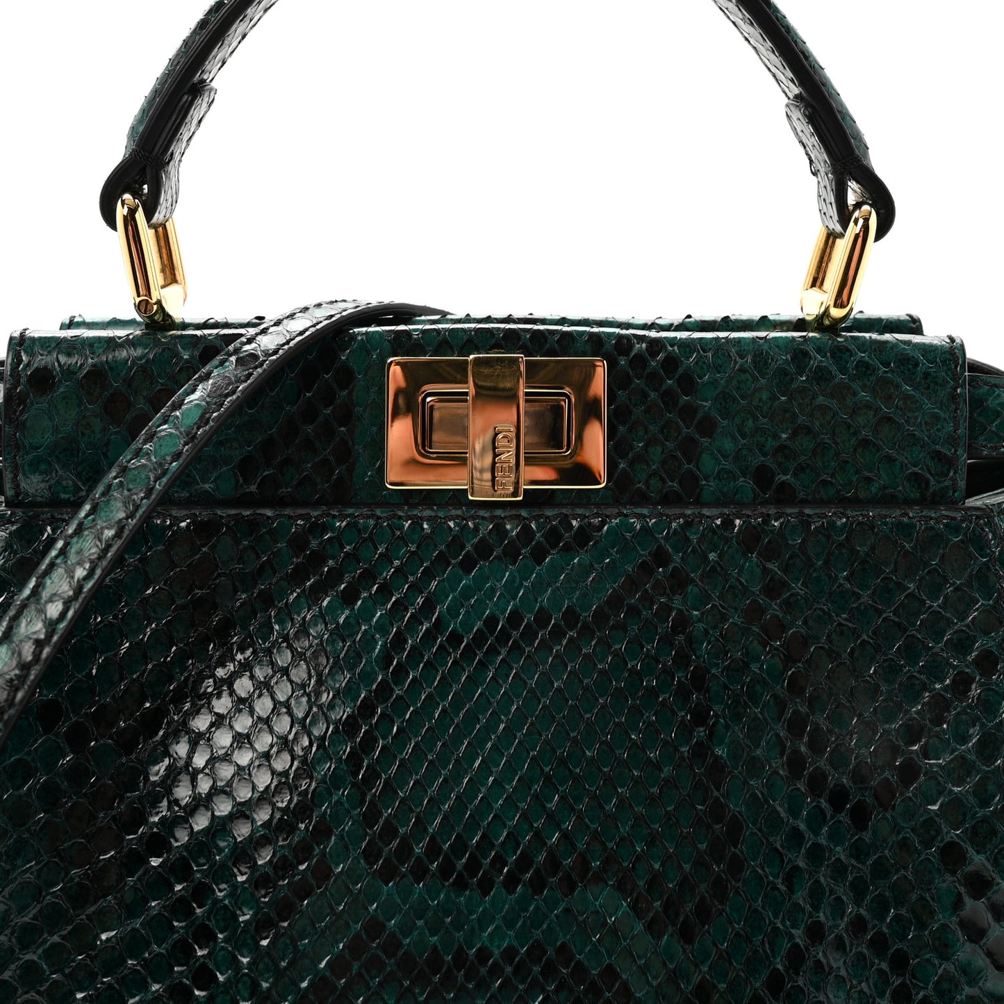 Snakeskin Shiny Nappa Mini Peekaboo Iconic Satchel Green