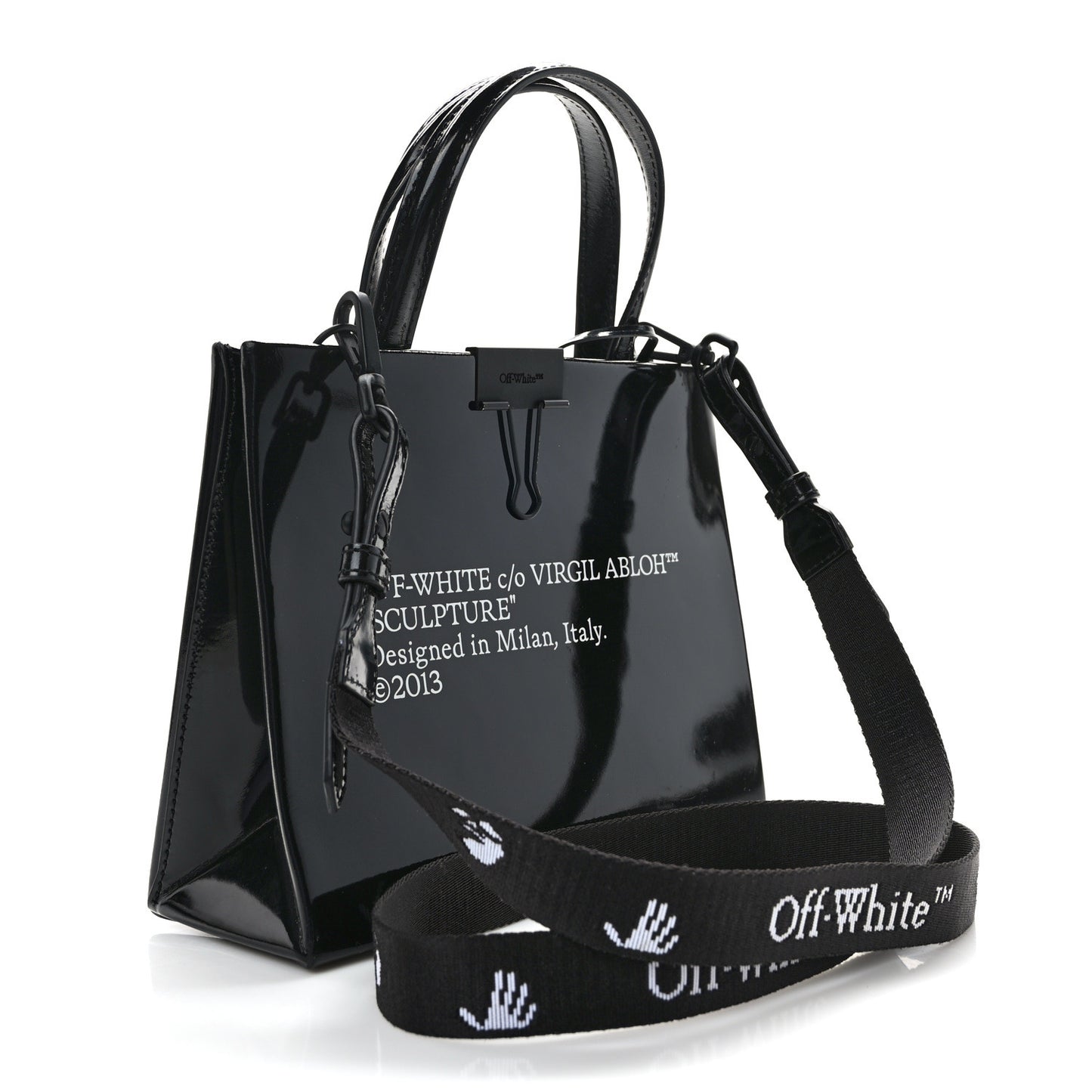 Patent Calfskin Mini Logo Box Bag