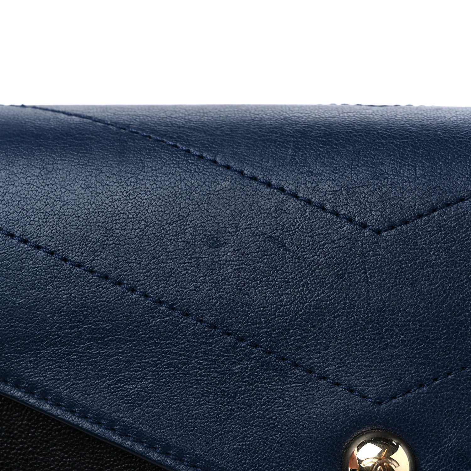 Chanel Sheepskin Chevron Quilted Double Chevron Waist Bag Navy Black 11 of 13