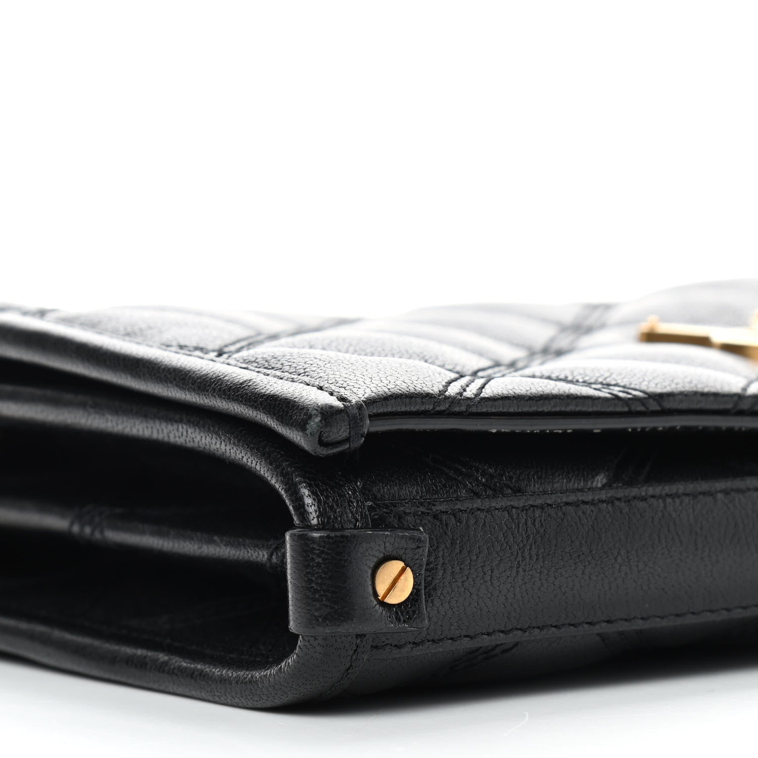 Saint Laurent Lambskin Diamond Quilted Becky Chain Wallet Black 8 of 10