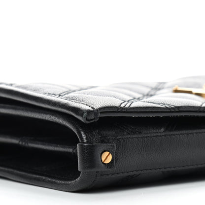 Saint Laurent Lambskin Diamond Quilted Becky Chain Wallet Black 8 of 10