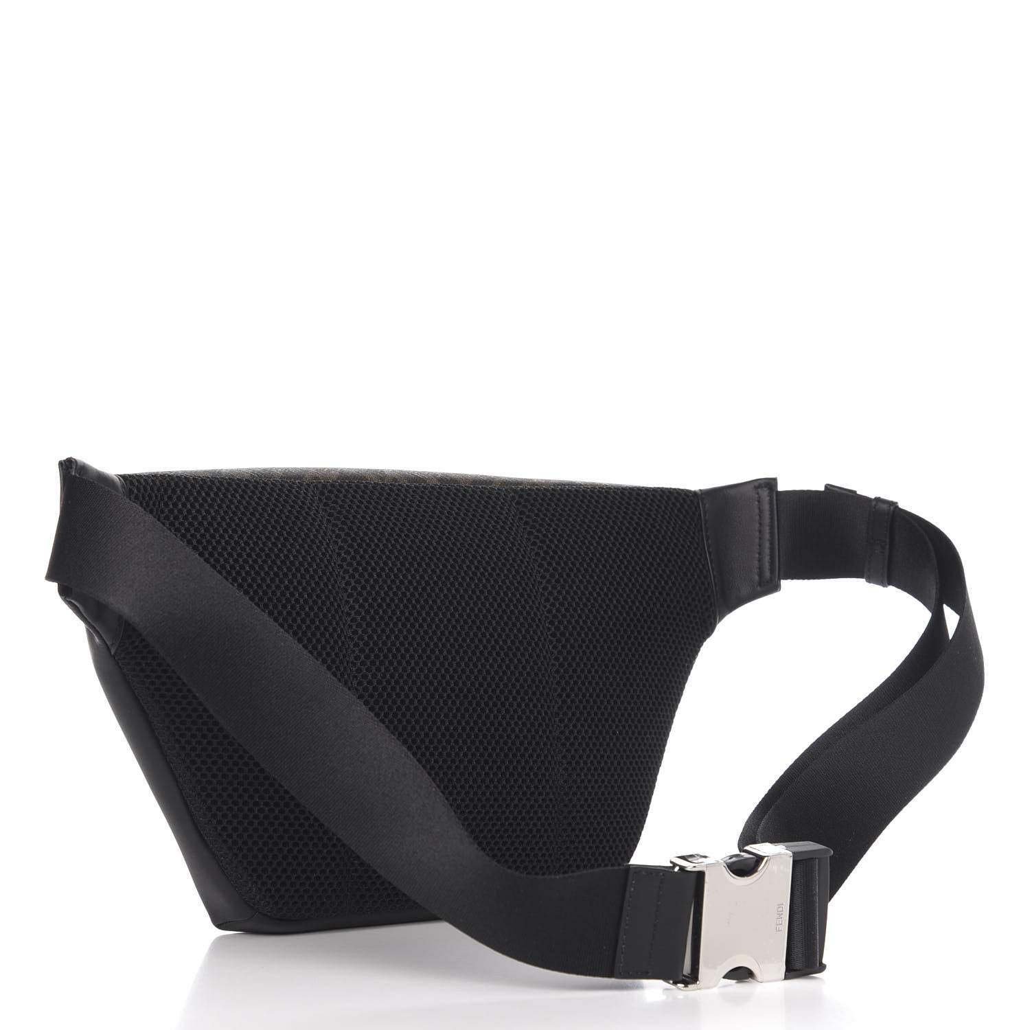 Fendi Glazed Fabric Vitello Liberty FF 1974 Diagonal Belt Bag Tobacco Moresco Black 2 of 9