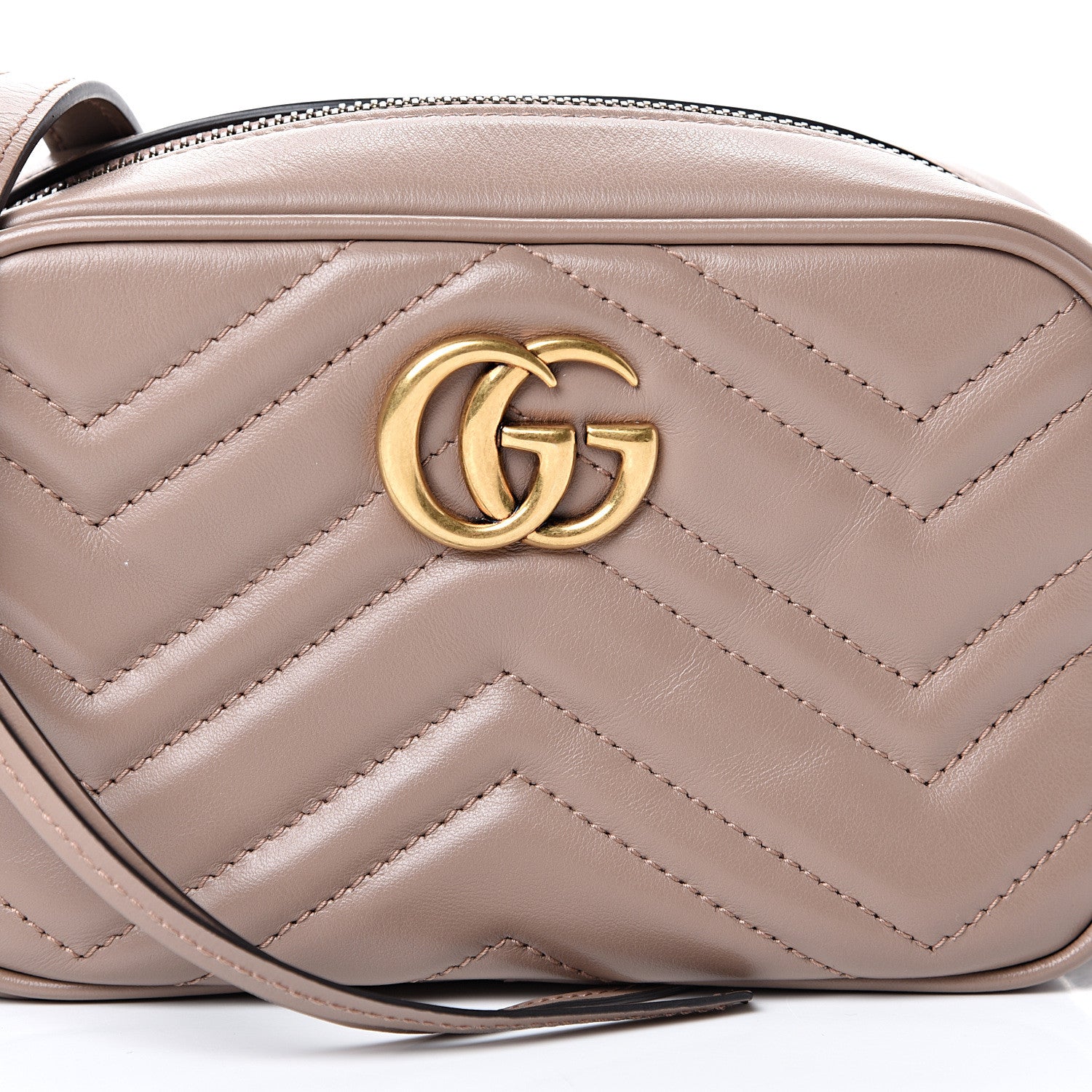 Gucci Calfskin Matelasse Mini GG Marmont Chain Shoulder Bag Porcelain Rose 7 of 9