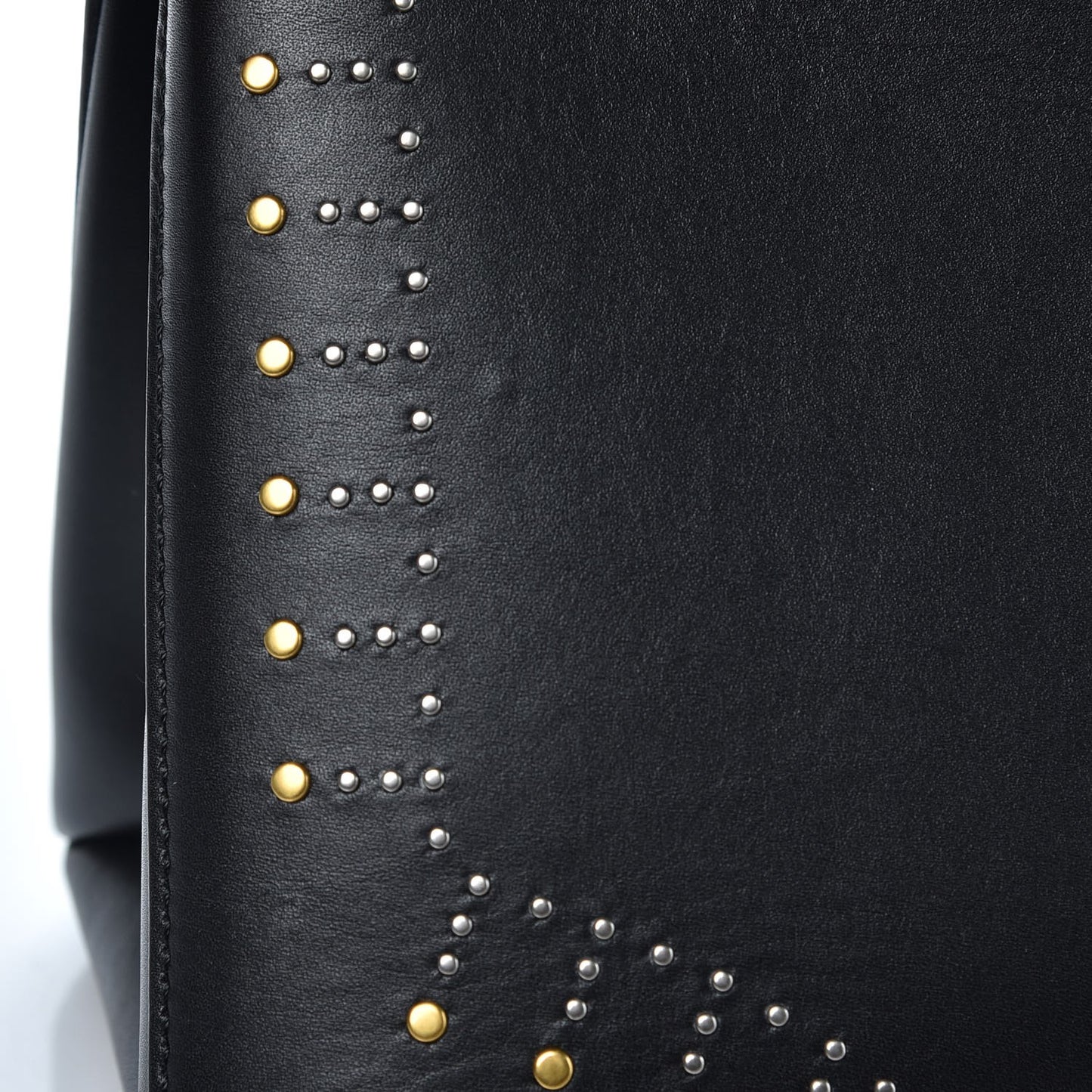 Smooth Calfskin Riveted Medium Banner Tote Black