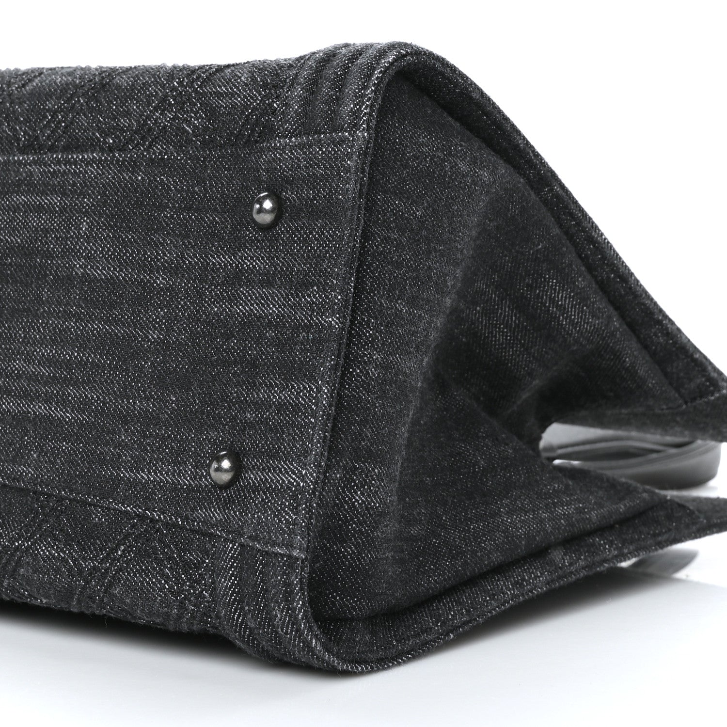 Chanel Denim Quilted Boy Shopping Tote Black 10 of 11