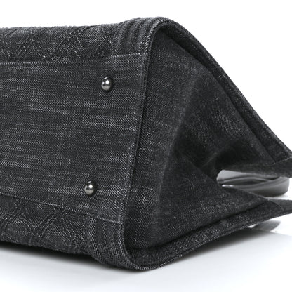 Chanel Denim Quilted Boy Shopping Tote Black 10 of 11