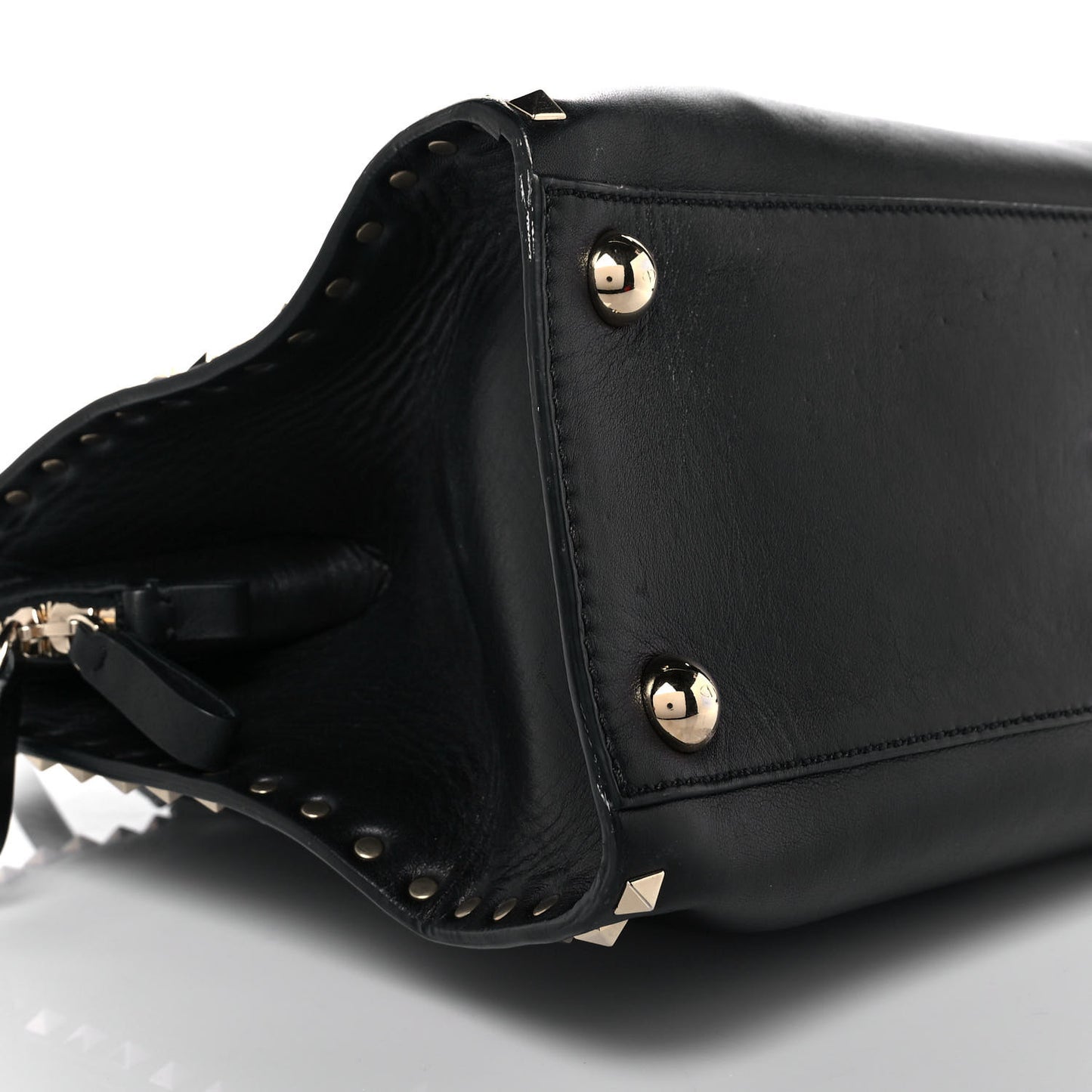 Vitello Rockstud Dome Shopper Black