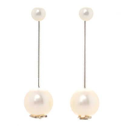 Chanel Pearl CC Chain Drop Earrings Gold 1 of 5