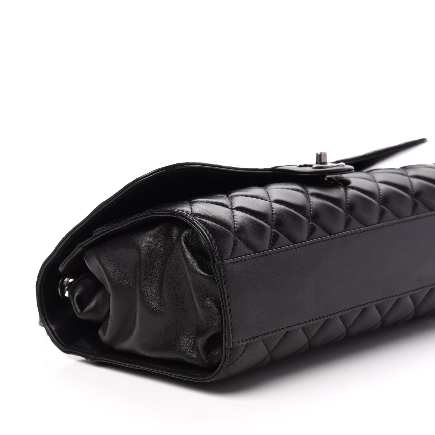 Chanel Lambskin Quilted Jumbo Grocery By Chanel Drawstring Shopping Bag Black 10 of 13