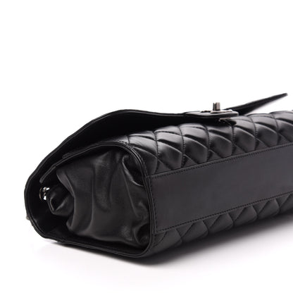 Chanel Lambskin Quilted Jumbo Grocery By Chanel Drawstring Shopping Bag Black 10 of 13