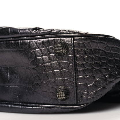 Balenciaga Metallic Calfskin Crocodile Embossed Crystal Small Le Cagole Shoulder Bag Gunmetal 11 of 11